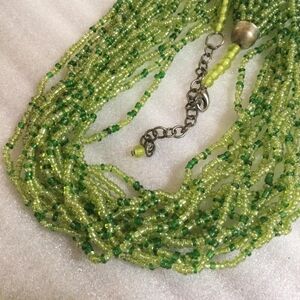 Green Multi-Strand Seed Bead Necklace